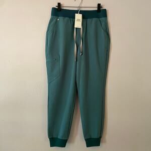 NWT FIGS Teal Blue High Waisted Zamora Jogger Scrub Pants Uniform Medium Petite